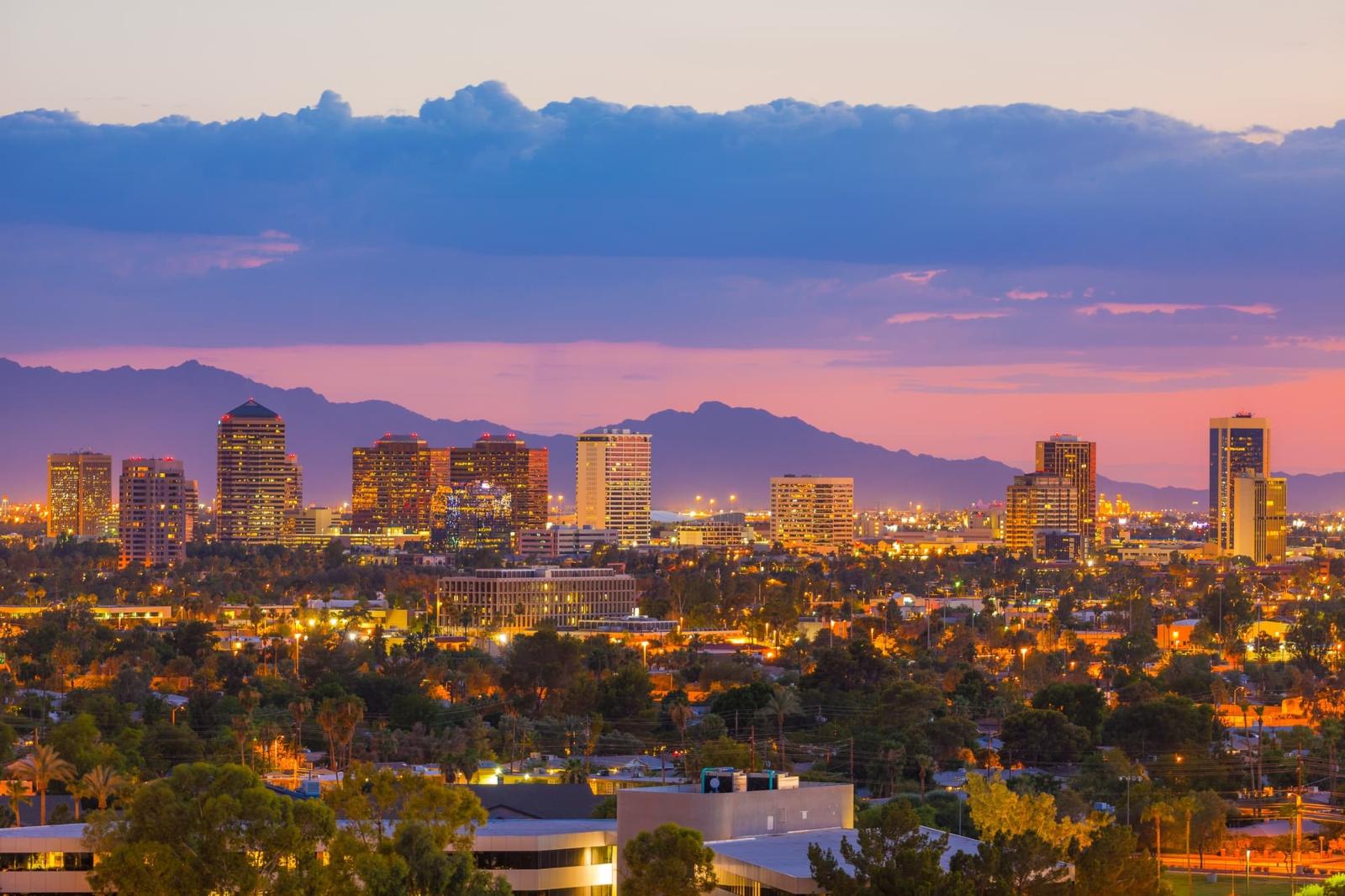 Phoenix skyline at dusk